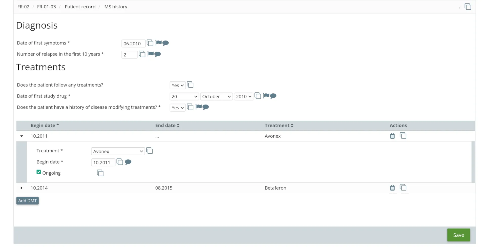 CRF form Intuitive web-based CRF interface