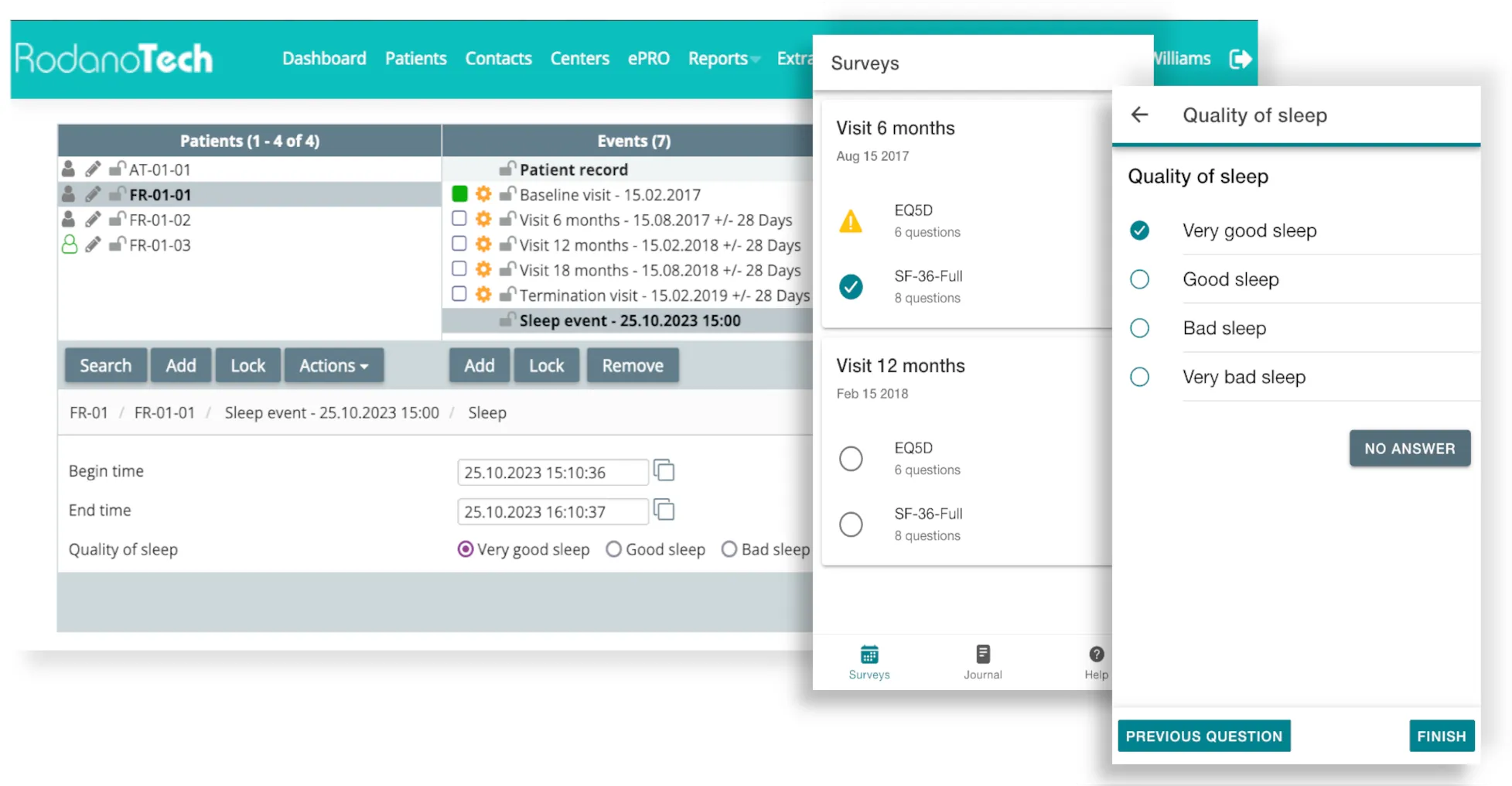 RodanoTech EDC integrates seamlessly with our ePRO solution